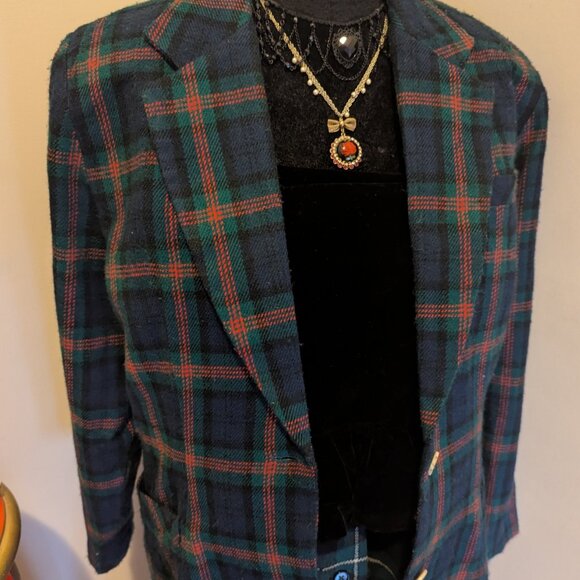 Vintage Plaid Wool Blazer Maxi Button Skirt Set Oversized - Picture 4 of 4